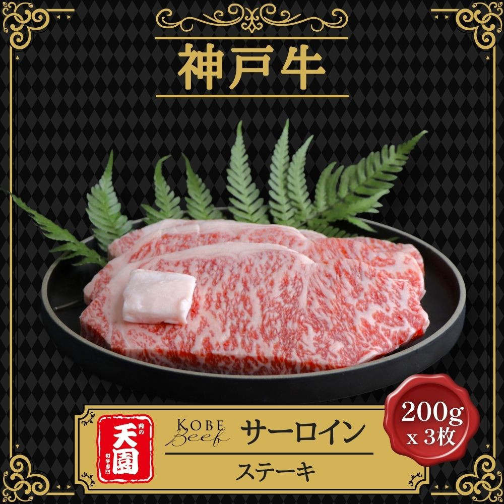 【ふるさと納税】【肉の天園】神戸牛 特選 霜降り サーロイン ステーキ 200g x 3枚 SI04