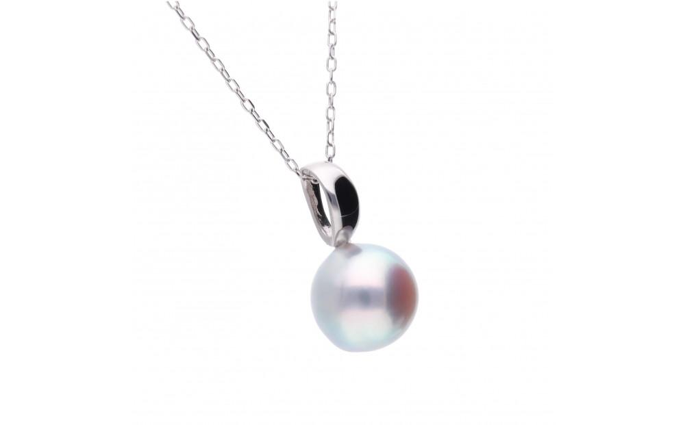 【響】 無調色 ウルトラスカイブルー アコヤ真珠（日本） 8.0mm セミラウンド Pt900 プラチナ ペンダントトップ