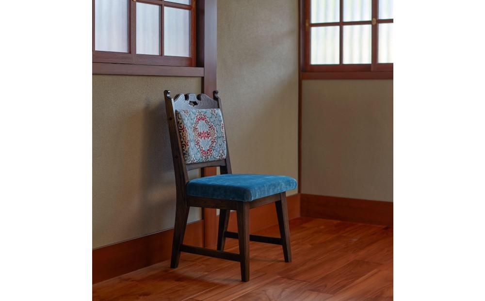 【神戸を代表する】創業150年日本一古い洋家具屋の小椅子ポロチェア【永田良介商店】【Turquoise flower／High type】