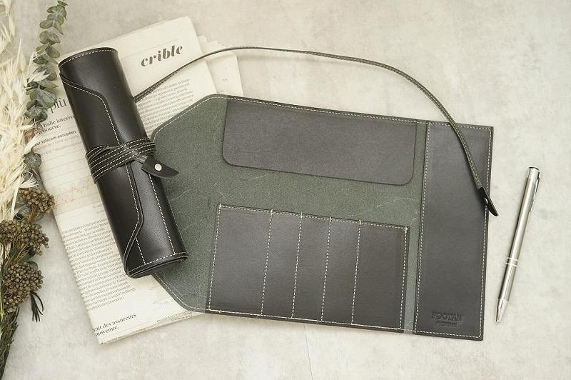 本革 ロールペンケース【ブラック】