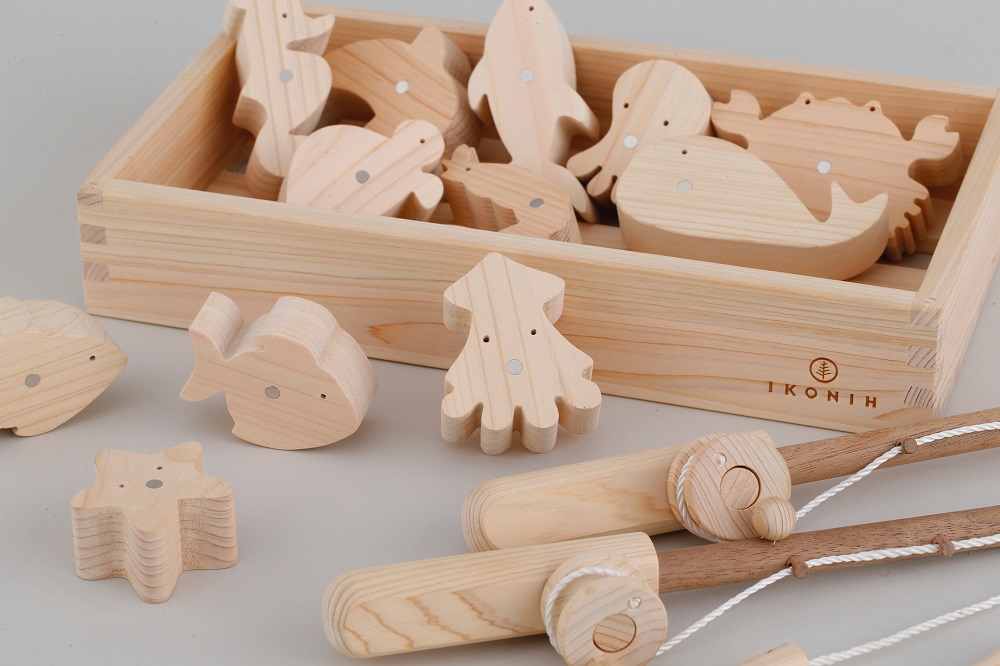 IKONIH（アイコニー）桧のおもちゃ　魚釣りセット