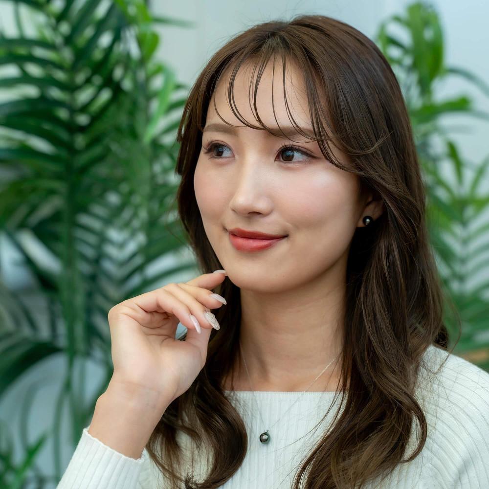 ブラックパール（タヒチ 黒蝶真珠） 8.0mm ダイヤモンド Pt900 プラチナ ペンダント ネックレス（チェーン付き）