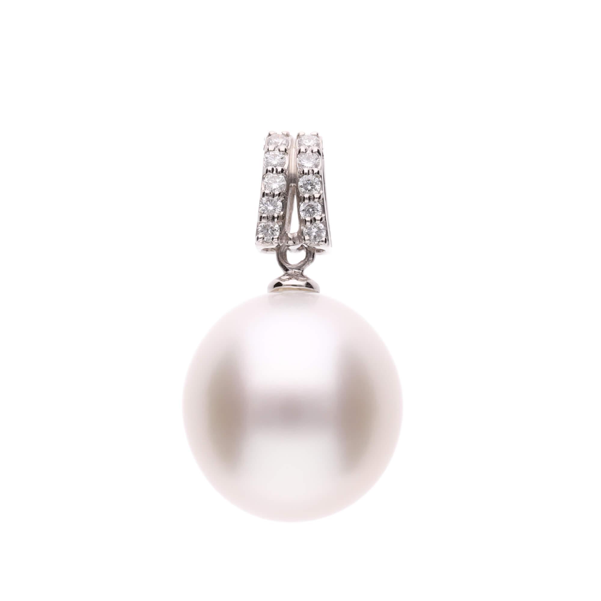 【星月夜】シロチョウパール（南洋 白蝶真珠） 10mm ショートオーバル ダイヤモンド Pt900 プラチナ ペンダントトップ