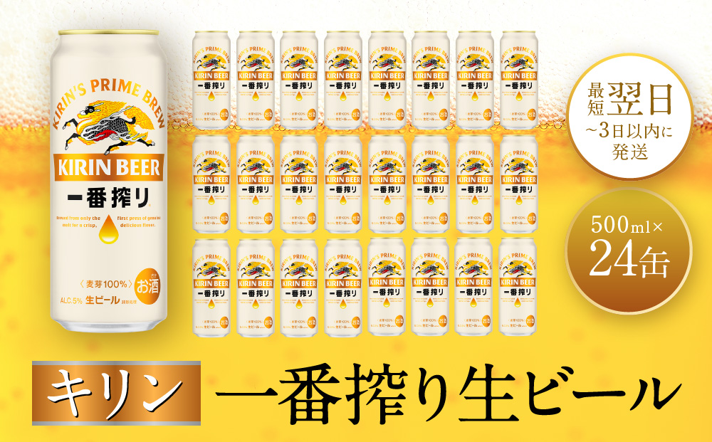 キリン一番搾り生ビール 神戸工場産 一番搾り生ビール 500ml×24缶（１ケース） キリンビール 神戸市 お酒 ビール ギフト E1208-01