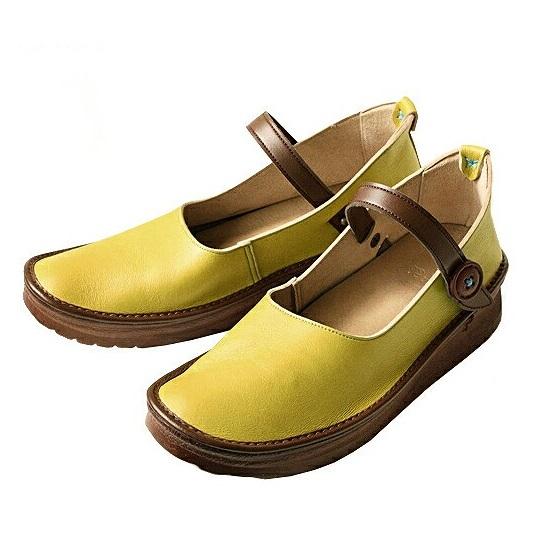 【グッドデザイン賞受賞】手を使わずに脱ぎ履きできる！ 職人手作り ストラップシューズ KAYAK カヤック 靴 レディース【マスタード／21.0cm】