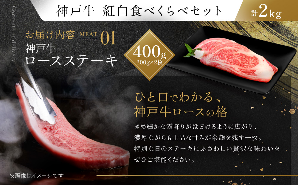 【冷蔵便】神戸牛　紅白食べくらべセット　800g+1.2kg（計2kg）