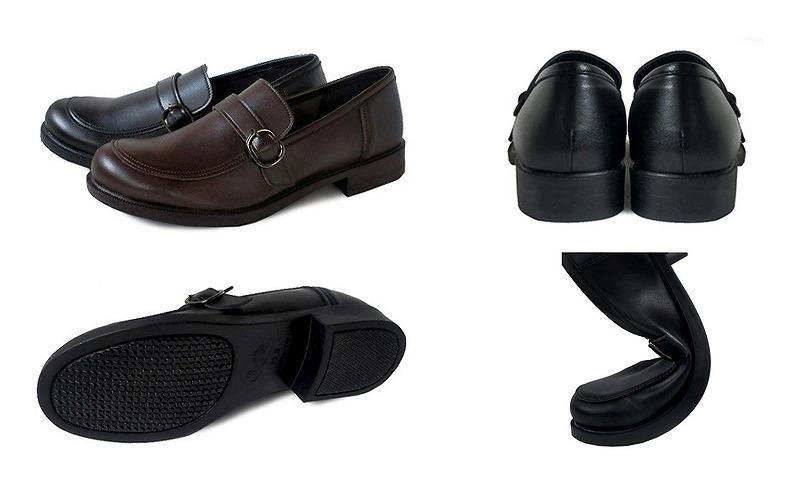 【職人手作り】靴ずれから解放 やわらかベルトローファー 学生靴 通学 通勤 冠婚葬祭  A0663（ブラック）