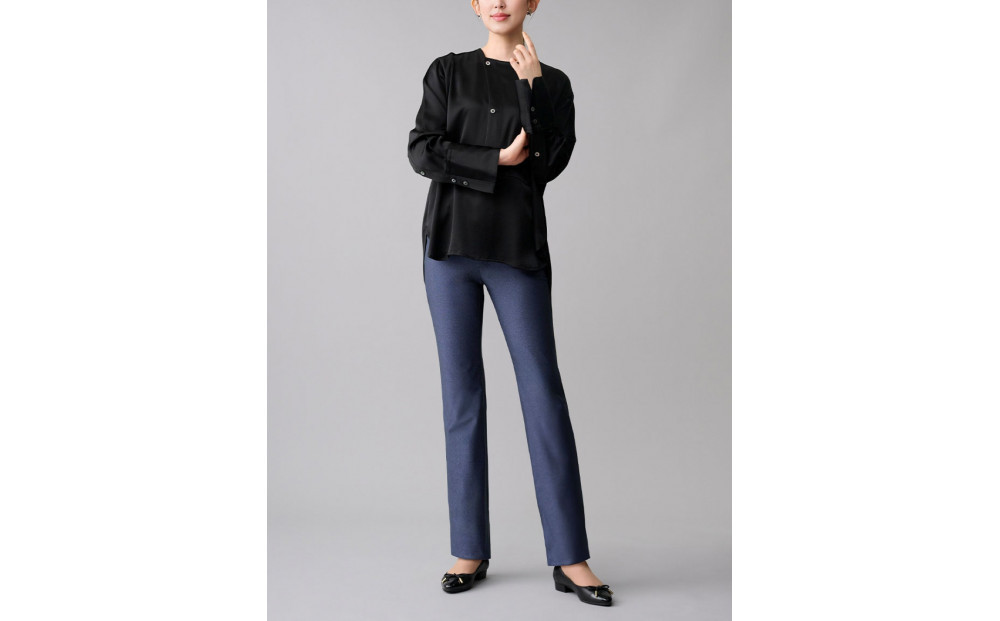 【B-THREE/ビースリー】美脚見え ラグジュアリーな大人のストレートパンツ(770353)