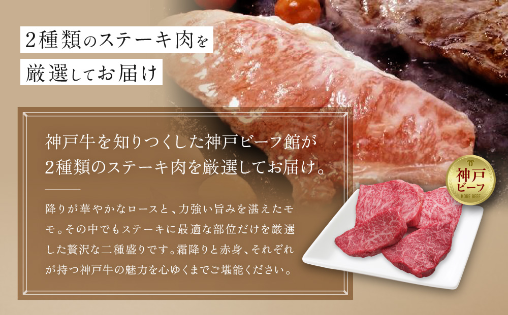 【冷蔵便】神戸牛 ステーキセット 計600g（ロース＆柔らか赤身 150g 各2枚）