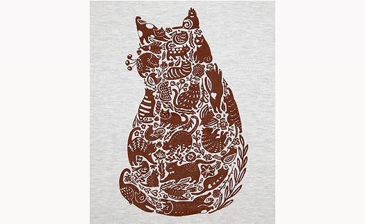 猫シルエットＴシャツ