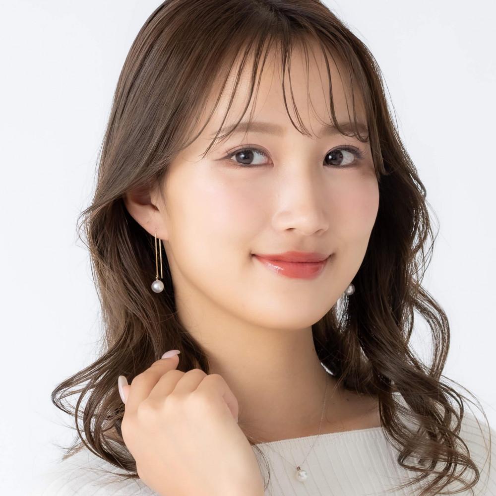 無調色 アコヤ真珠（日本） 7.5mm  K10 イエローゴールド アメリカンピアス