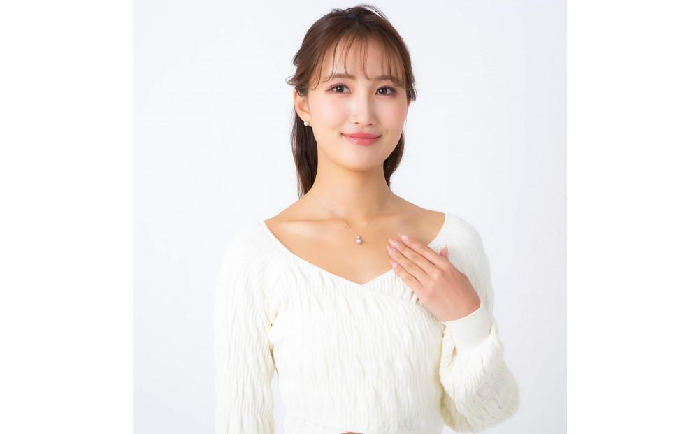 【響】 無調色 ウルトラスカイブルー アコヤ真珠（日本） 8.0mm セミラウンド Pt900 プラチナ ペンダントトップ