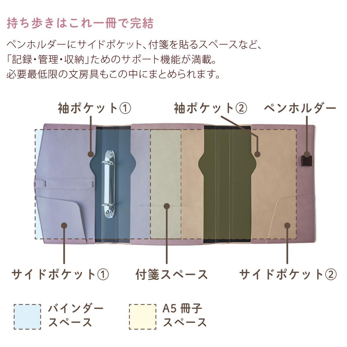 【職人手作り】　システム手帳 A5　チッタ手帳にピッタリ　チッティー（CITTY)【ラベンダー】