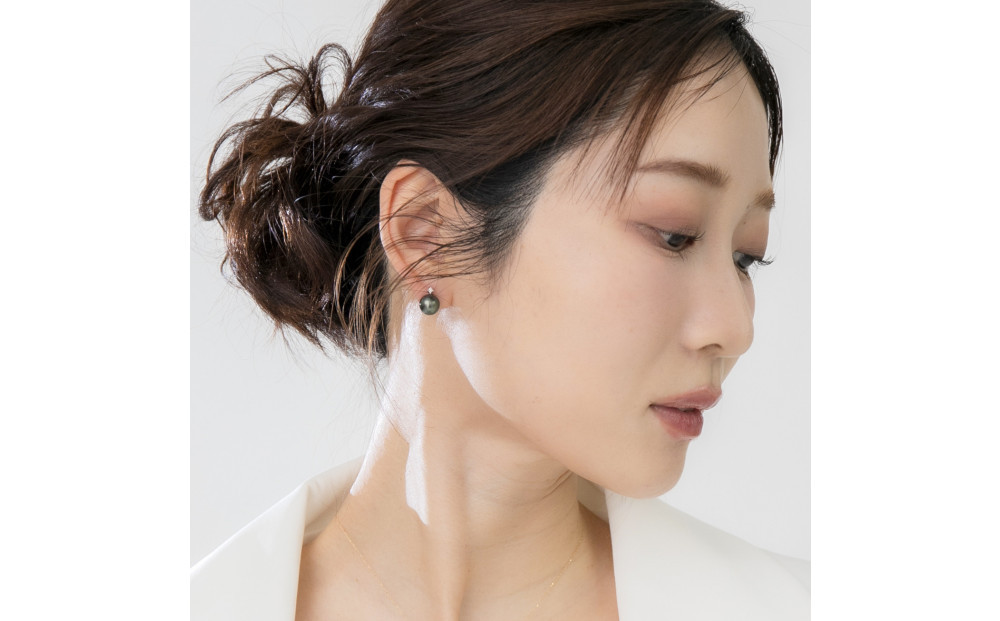黒蝶真珠　ダイヤモンド　K10WG ピアス　