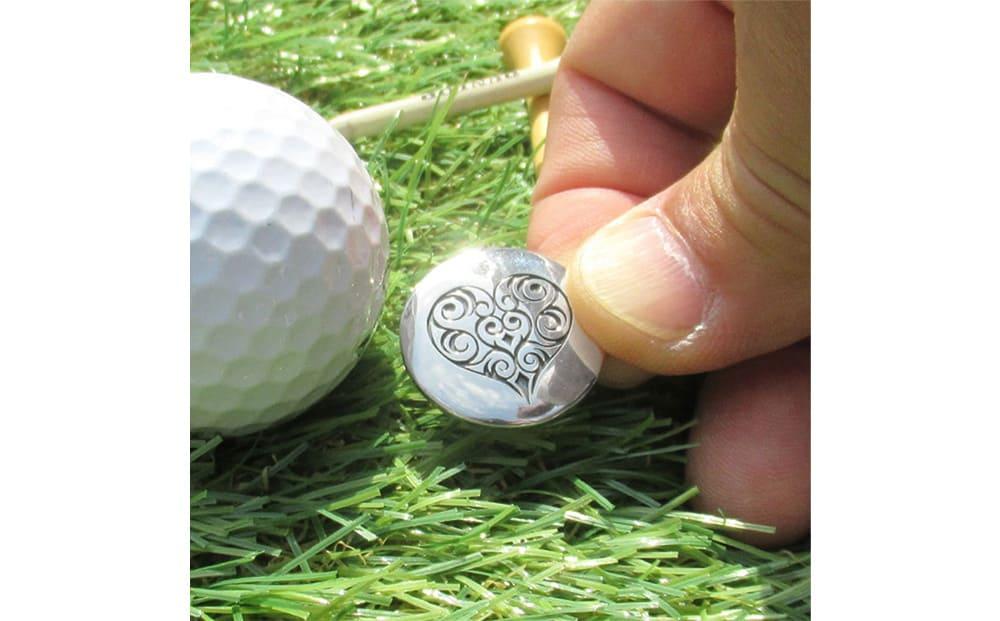 銀製　ゴルフマーカー ハート マグネット付き MS-042