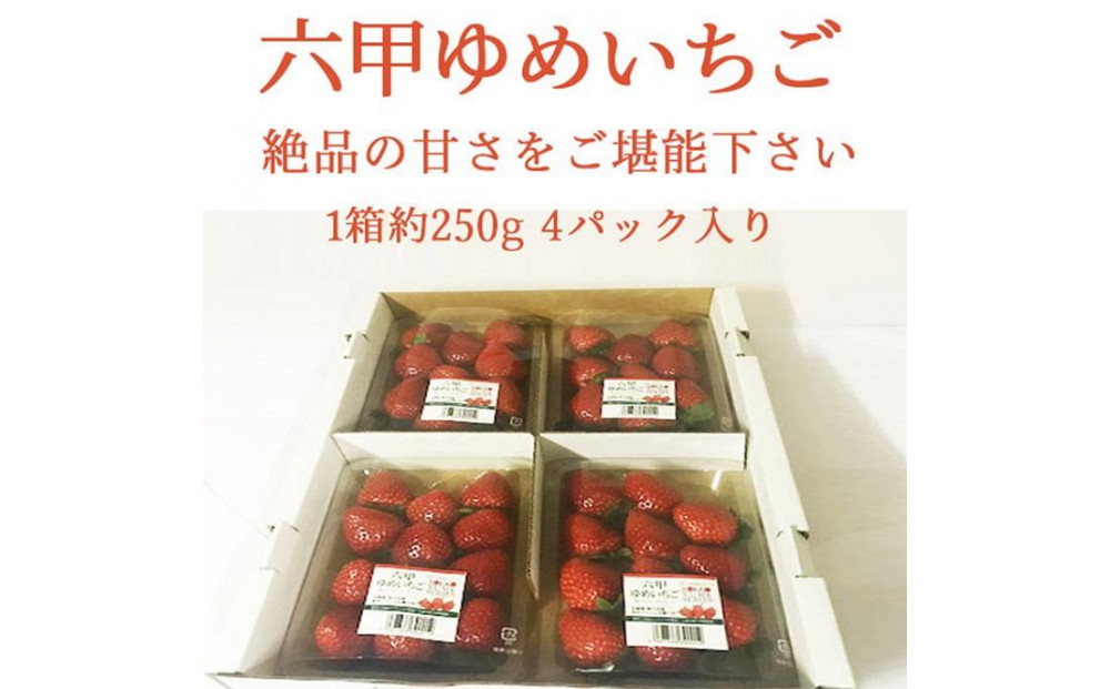 六甲ゆめいちご1箱 約250g×4パック