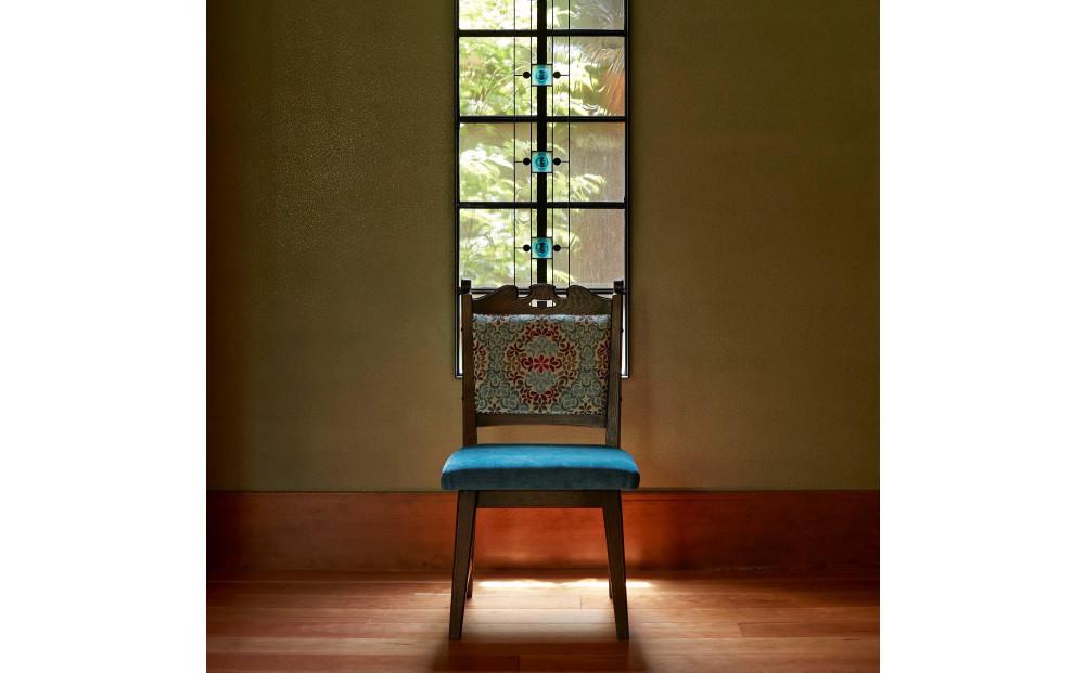 【神戸を代表する】創業150年日本一古い洋家具屋の小椅子ポロチェア【永田良介商店】【Turquoise flower／High type】