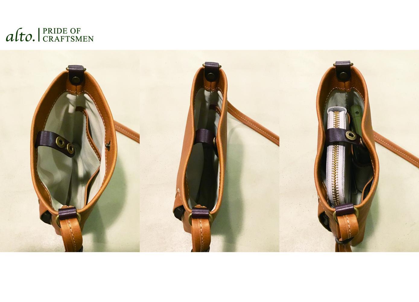 【alto.】Hシボプレス　縦型ミニショルダー　AKEB-3008（ブラウン）