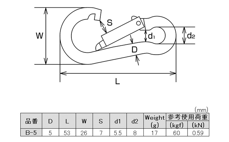 スナップフック付きチェーンセット