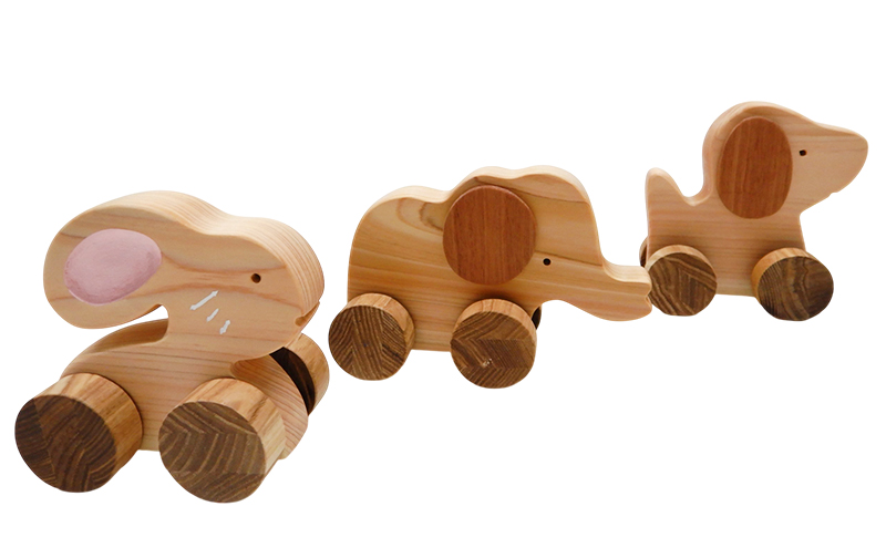 動く玩具 動物、風呂用ひのきくじらB型