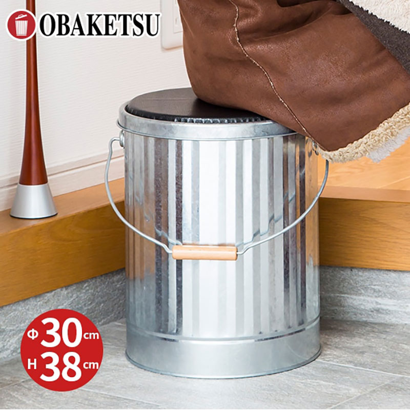 クッション付きスツール缶M　シルバー　インテリア 収納 椅子 スツール おしゃれ