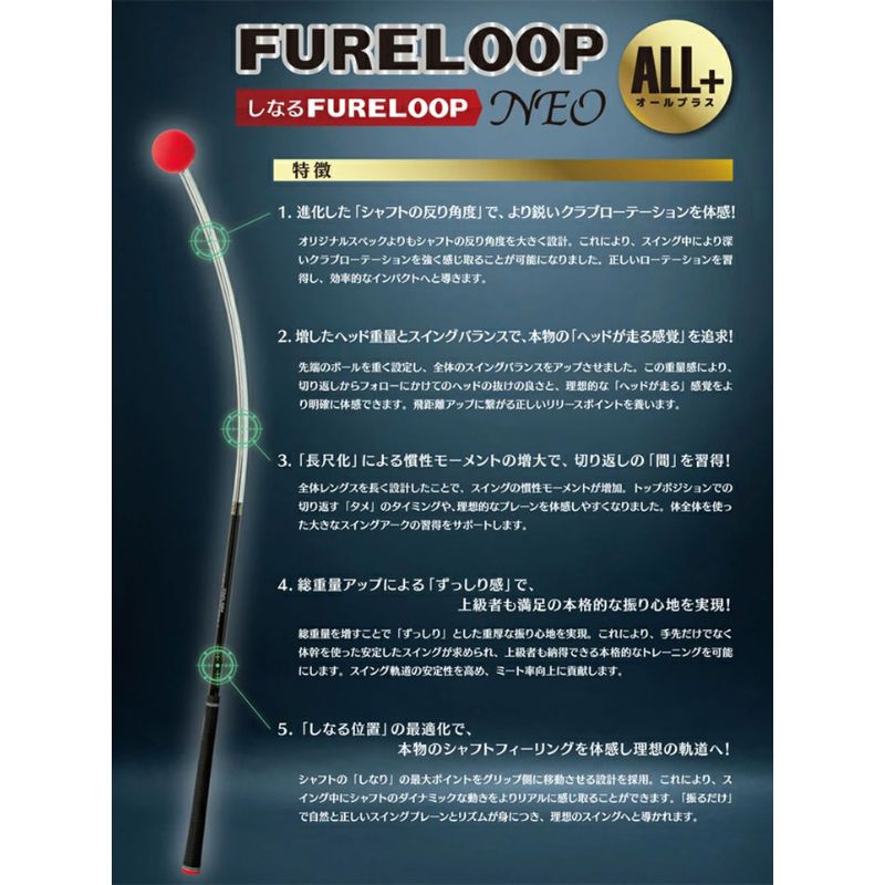 フレループ　ネオ　オールプラス　1本　リンクスゴルフ　スイング練習器　スイング矯正　飛距離アップ　筋力　ヘッドスピードアプ　アプローチ練習　方向性アップ　スポーツ　トレーニング　複合練習機