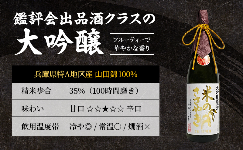 日本酒 受賞多数 大吟醸 龍力 米のささやき 1800ml 地酒 お酒 酒 アルコール 大吟醸酒 辛口 フルーティー フルーティーな香り 山田錦 一升瓶 1800 家飲み YK-35 兵庫 兵庫県 姫路市
