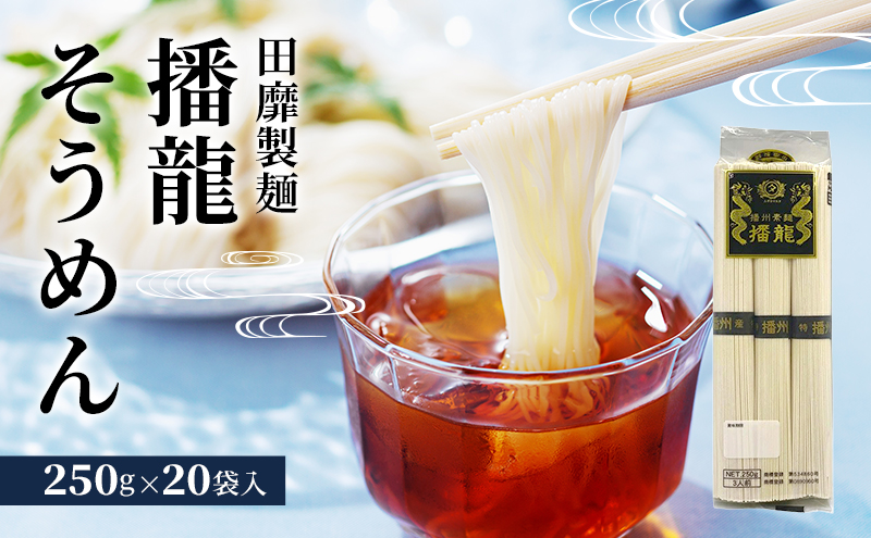田靡製麺 播龍そうめん 250g×20袋入 兵庫 兵庫県 姫路市