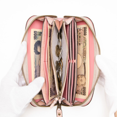 【国産クロコ型押し】淡いピンクの可愛い長財布(ベビーピンク)【1469636】