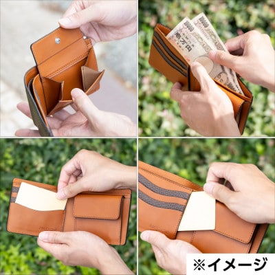 【革製品専門店の財布】二つ折り財布(パープル)【1279402】