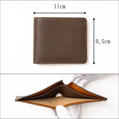 HEDGE たつの市産牛革で仕立てた二つ折り財布[ダブルカードタイプ]シュリンク型押し×オイルレザー【1677825】