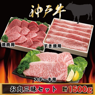 神戸牛 お肉三昧セット 計1.5kg AGLS10 【2026年4月より順次発送】【配送不可地域：離島】【1682481】