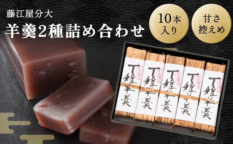 分大 羊羹 2種詰合せ（計10本入） 和菓子 和スイーツ おやつ お茶うけ 甘さ控えめ こし餡 本練り 小倉羊羹 手土産 ギフト 贈り物