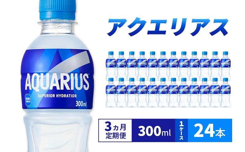 アクエリアス 定期便 3ヶ月 アクエリ 300ml 1ケース 24本 セット 詰め合わせ ペットボトル