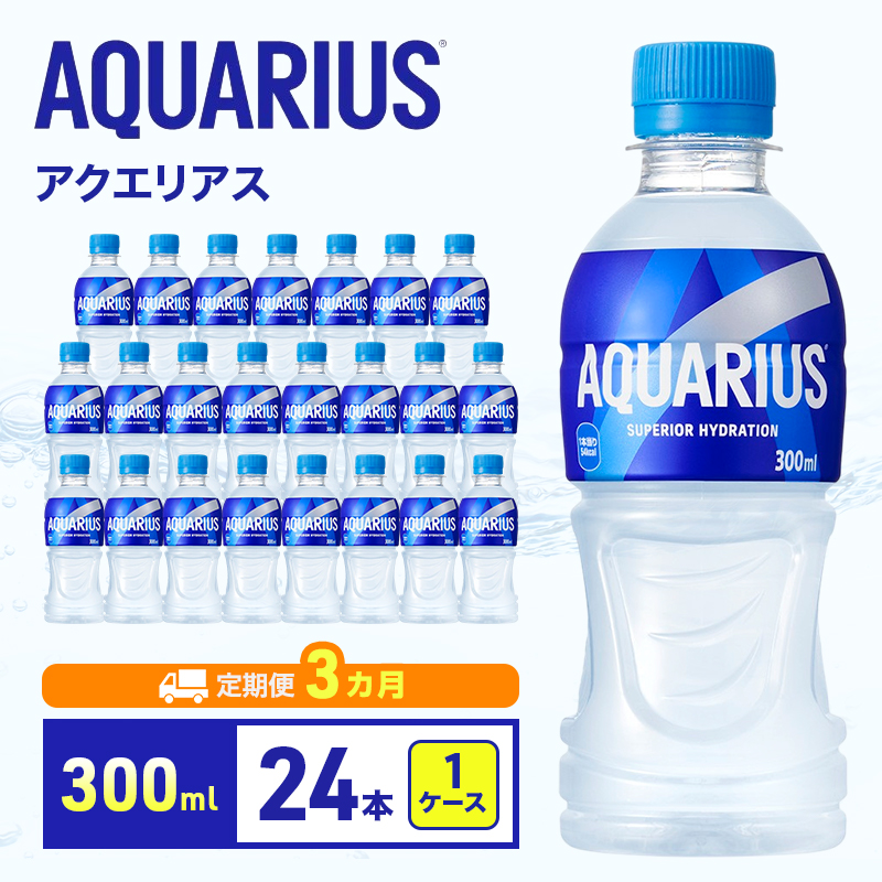 アクエリアス 定期便 3ヶ月 アクエリ 300ml 1ケース 24本 セット 詰め合わせ ペットボトル