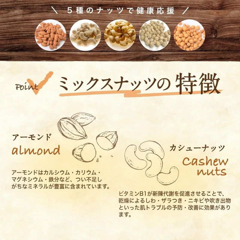 ミックスナッツ 塩味 贅沢5種 30gx36袋 1080g (約1kg) 小分け 赤穂の焼き塩でまろやか仕立て アーモンド カシューナッツ