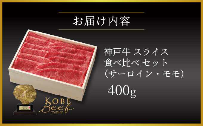  神戸牛 スライス 食べ比べ セット（サーロイン ・ モモ）400g【あしや竹園】[ 牛肉 すき焼き しゃぶしゃぶ ギフト 贈答用 ]