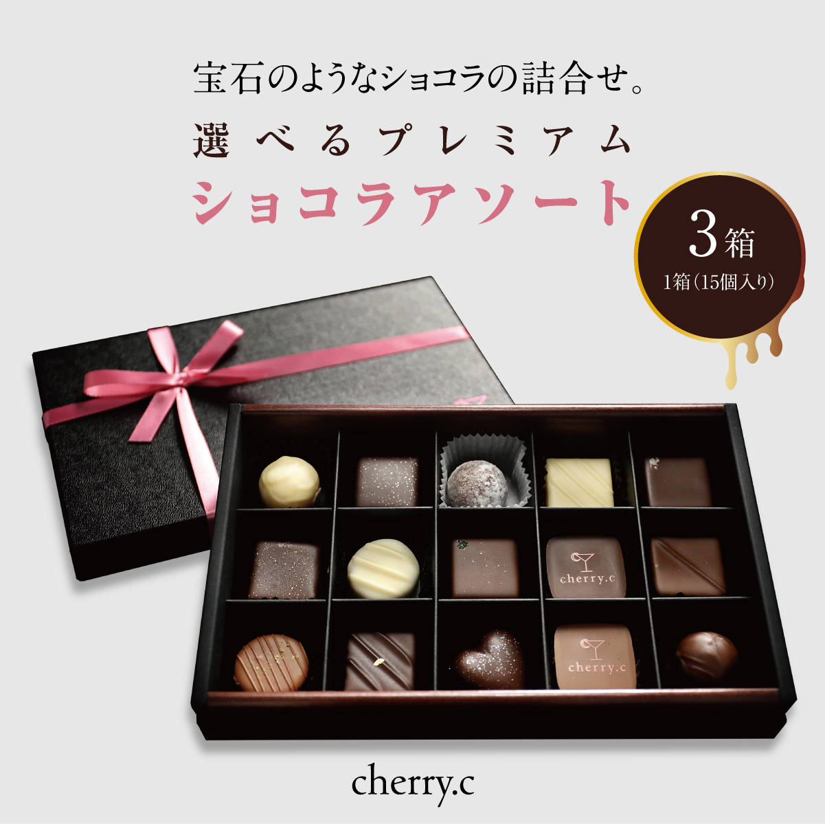 プレミアム ショコラ アソート15個×3【cherry.c】お菓子 洋菓子 贈り物 ギフト 手土産 詰め合わせ チョコレート チョコ ショコラ スイーツ ベルギー ビター バレンタイン ホワイトデー  [024-a006_A]