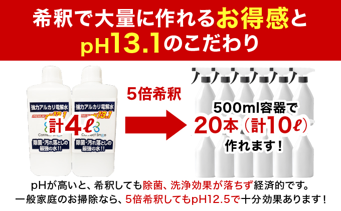 強力アルカリ電解水 13.1ＰＨ 10リットル[除菌  洗浄 消臭 掃除 大掃除 住宅用洗浄剤]