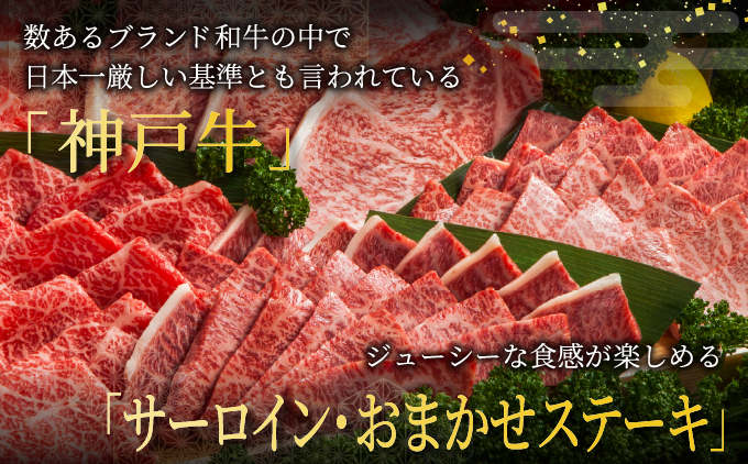  神戸牛 希少部位 おまかせ ステーキ セット（サーロイン 1枚・おまかせステーキ 4枚）660g【あしや竹園】[ 牛肉 食べ比べ ギフト 贈答用 ]