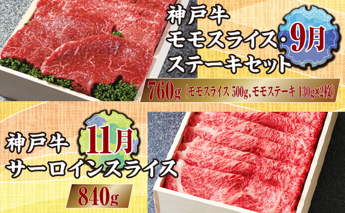  定期便 神戸牛 食べ比べDコース（6回お届け）[ 肉 牛肉 すき焼き しゃぶしゃぶ 焼肉 ステーキ ]