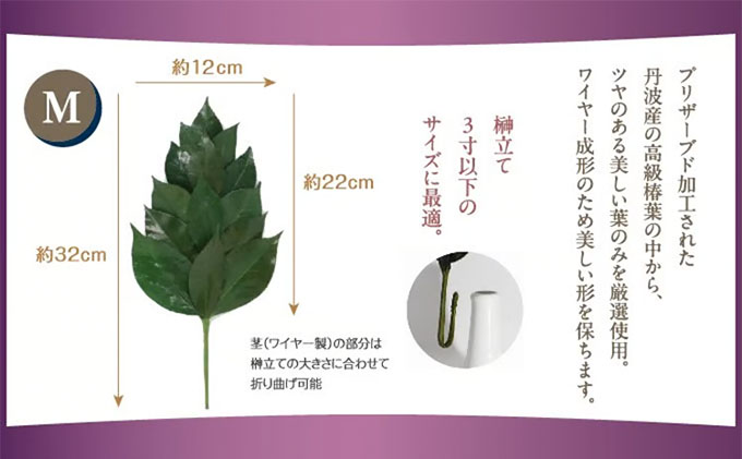 プリザーブド 榊 Mサイズ（1対 2束）【天然 国産 サカキ 神棚 神具 祭壇 玉串 神事 仏壇 仏花 お供え お墓 お盆 お彼岸 新盆 祭 水かえ不要 枯れない プリザーブドフラワー】