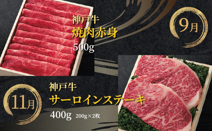  定期便 神戸牛 食べ比べCコース（6回お届け）[ 肉 牛肉 すき焼き しゃぶしゃぶ 焼肉 ステーキ お試し ]