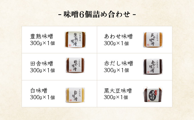創業100有余年の 老舗 味噌屋 が造る「 六甲みそ 芦屋 蔵造 味噌 6個 詰め合わせ 【六甲味噌 みそ 蔵出し 手作り 米赤味噌 白味噌 赤だし あわせ味噌 田楽みそ など 熟成 調味料 麹 こうじ 味噌汁 みそ汁 発酵 発酵食品 長期熟成 関西風 人気 ギフト】