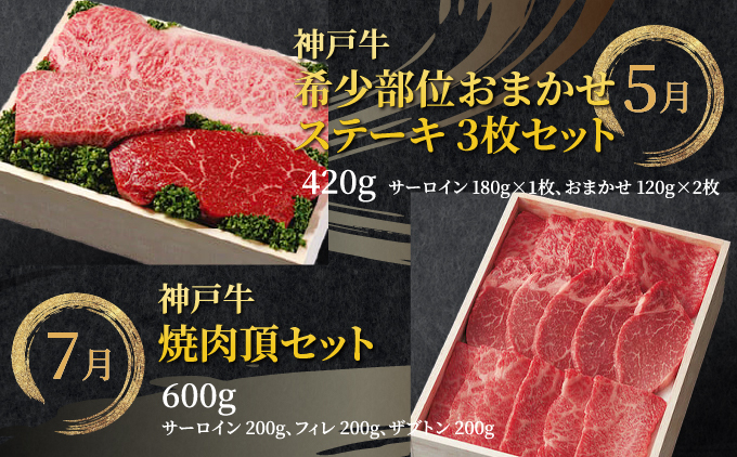 定期便 神戸牛 食べ比べBコース（6回お届け）肉 牛肉 すき焼き しゃぶしゃぶ 焼肉 ステーキ サーロイン モモ スライス 希少部位 定期便 但馬牛 神戸ビーフ 食べ比べ 黒毛和牛 赤身 霜降り 贈答 ギフト お祝い 兵庫県 芦屋市 芦屋 