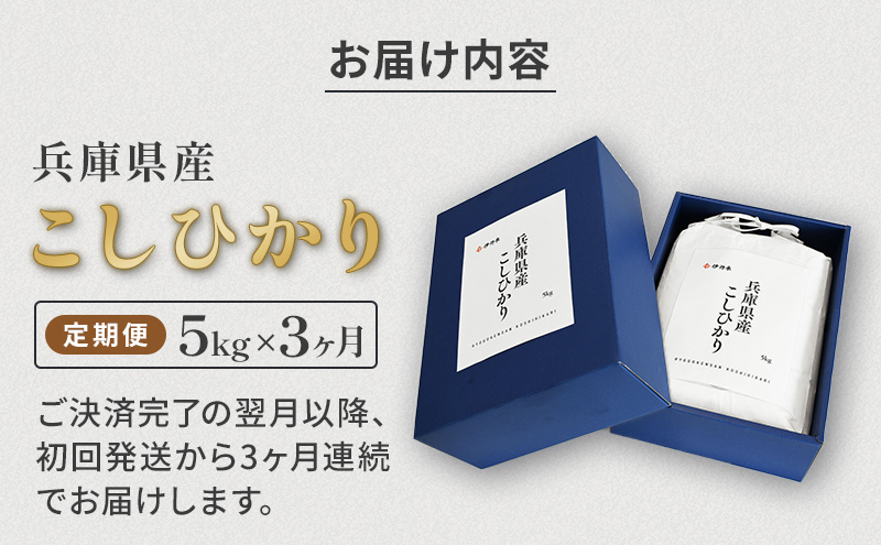 お米 令和6年産 兵庫県産コシヒカリ5kg 3ヶ月定期便 米 お米 新米 こめ コメ 白米 兵庫県 伊丹市