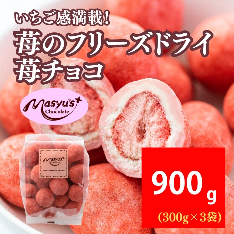 苺のフリーズドライ苺チョコ900g 300gx3袋 4月～10月発送 チョコレート チョコ スイーツ お菓子 おかし いちご イチゴチョコ イチゴ パウダー ギフト プレゼント 兵庫県 伊丹市