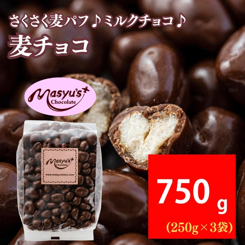 麦チョコ 750g 250gx3袋 4月～10月発送 チョコレート チョコ スイーツ お菓子 おかし  麦 ミルクチョコ  ギフト プレゼント 兵庫県 伊丹市
