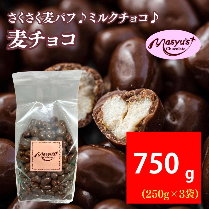 麦チョコ 750g 250gx3袋 4月～10月発送 チョコレート チョコ スイーツ お菓子 おかし  麦 ミルクチョコ  ギフト プレゼント 兵庫県 伊丹市