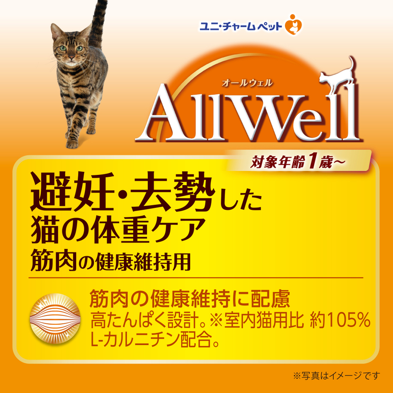 AllWell 避妊・去勢した猫の体重ケア 筋肉の健康維持用 フィッシュ味 挽き小魚とささみフリーズドライパウダー入り 1.5kg×2袋 ペットフード キャットフード 猫 ペット ドライ ユニ・チャーム ペット